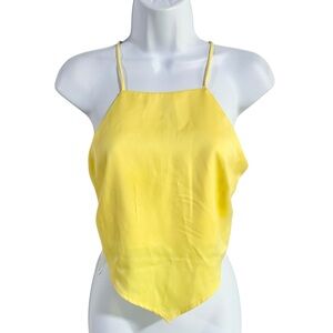 Something New Marie Jedig Yellow Sleeveless Halter Cami Crop Top Size XS NWT